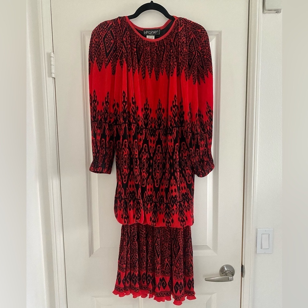 Vintage Virginie Paris Drop Waist Pleated Dress